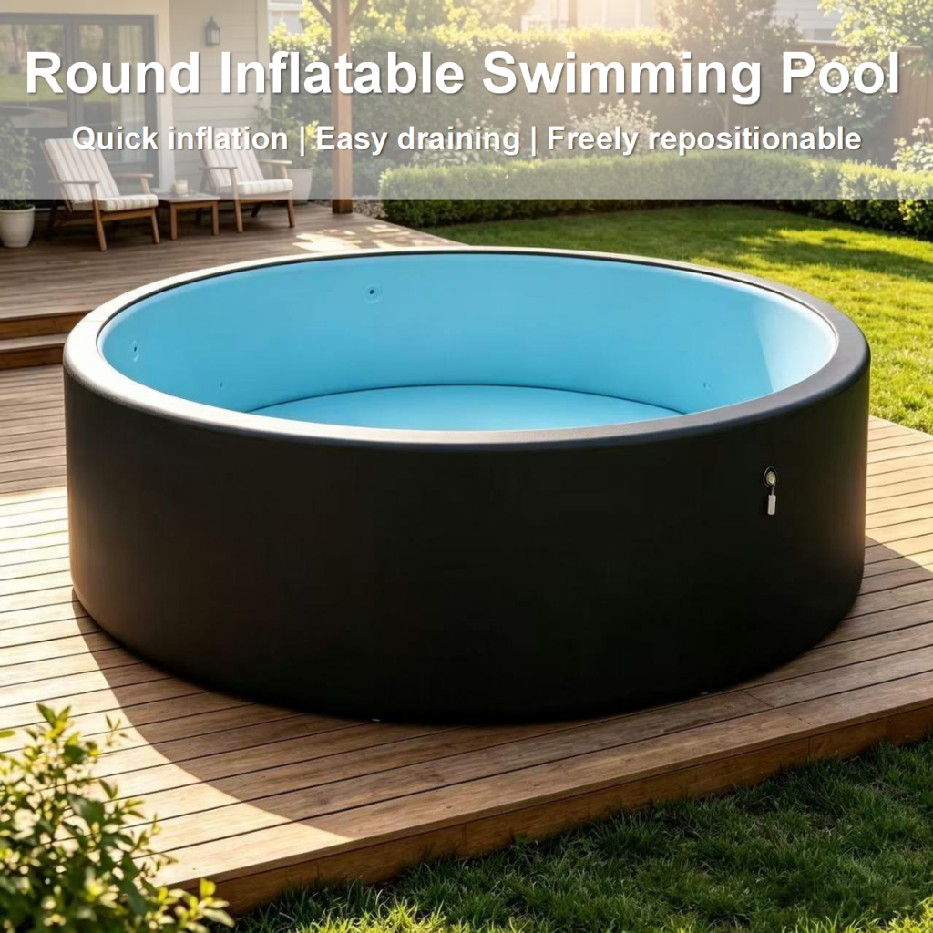 Piscine RIGIDWAVE aux parois droites installée sur une terrasse en bois